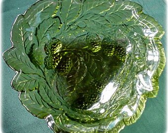 Indiana Glass, Crystal or Green Loganberry Bon Bons