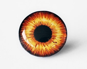 25mm handmade glass eye cabochon - orange eye - standard profile