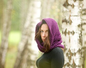 Wool scarf, handmade scarf, oversized scarf, knit scarf, warm scarf, chunky scarf, infinity scarf, knit cowl, hooded scarf, woman scarf