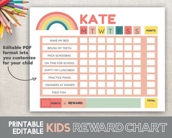 Printable Reward Charts For Kids 6 to 12 Years Old | Raising ...