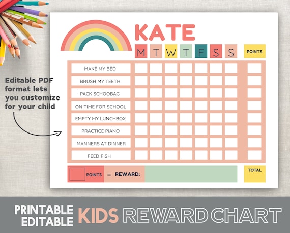 Printable Rainbow Chore Chart