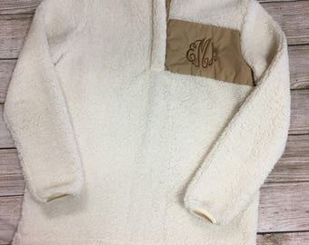 Monogrammed Sherpa Pullover, Sherpa Pullover, Sherpa Sweater, Sherpa Monogrammed