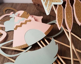 Boho photo booth props, tribal baby shower photo booth props, boho photo props, tribal birthday props, birthday party ideas, party pr