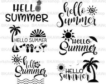 Hello Summer svg - Hello Summer vector - Hello Summer bundle digital clipart for Design or more, files download svg, png, dxf