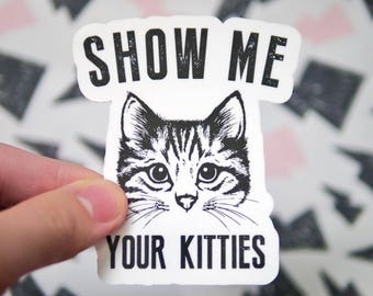 Show Me Your Kitties Funny Vinyl Sticker - Funny Cat Stickers - Cute Cat Stickers - Notebook Stickers - Car Stickers - Laptop Stickers - S77