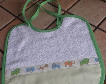 Bib white and green terry cloth.