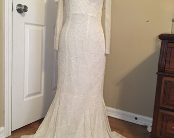 Exquisite iridescent beaded floor length gown