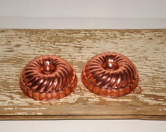 Copper swirl jello molds,mini baking molds,set of 12,aluminum jello molds,cake molds,ice cream,bakery decor,bakeware,3" jello mold set,