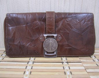 Lovely Vintage soft Faux brown leather wallet