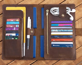 family wallet travel organizer Leather passport wallet Family travel organizer Leather boarding pass holder Family passport holder travel