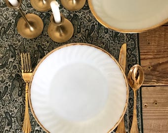 Vintage Anchor Hocking Fire King Golden Shell Dinner Luncheon Plates