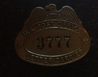 Vintage US Post Office Letter Carrier Hat Badge 3777