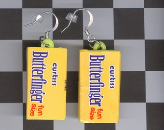Butterfinger charm candy bar charm earrings plastic charm jewelry vintage gumball prizes crackerjack Cracker Jack charm gum ball halloween