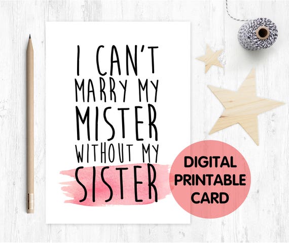 PRINTABLE bridesmaid card, will you be my bridesmaid printable, funny bridesmaid card, bridesmaid proposal printable, digital download