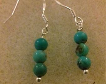 Sterling silver and turquoise Shepherd hook earrings