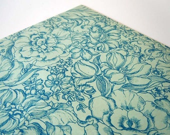 1980s Any Occasion Wrapping Paper | Blue Floral Gift Wrap Paper