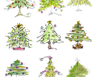 CHRISTMAS CRAFTERS PAGE3..Clipart / Digital Download / 300 dpi/ hi resolution of Original Watercolor . 8"x10" Great for any application.
