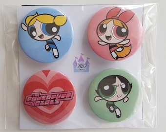 Powerpuff girls buttons/pins/badges 4pcs set