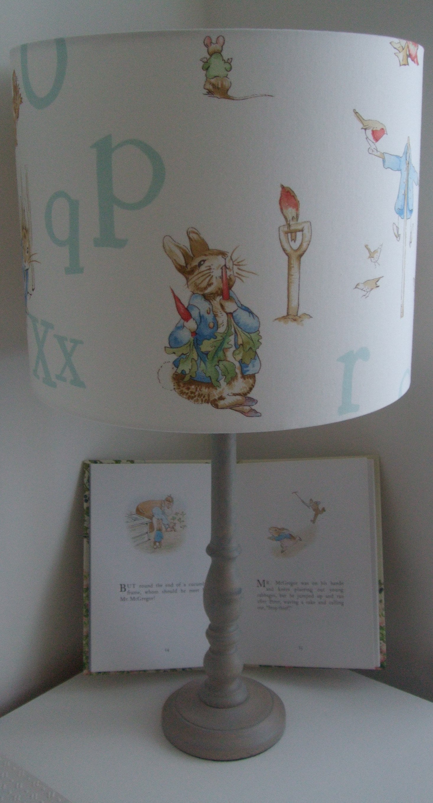 Beatrix Potter Peter Rabbit Aqua Alphabet Handmade Nursery Zoom