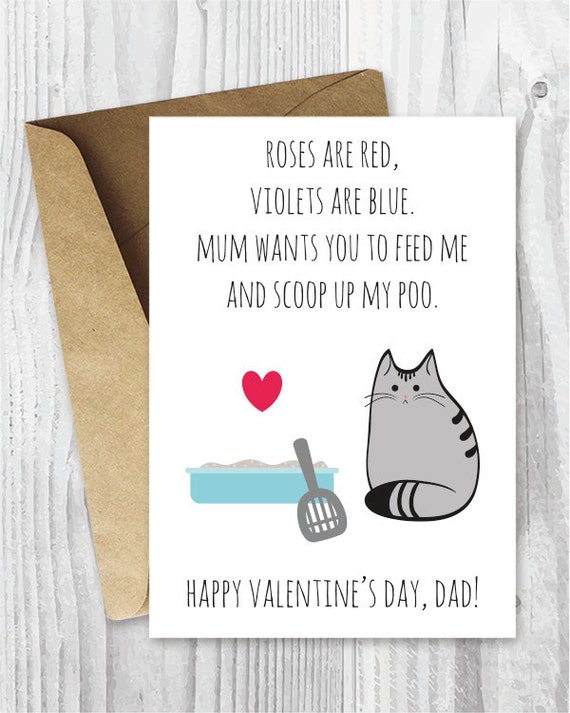 DIY for Him Valentines Card Printable for Dad UK Funny Cat