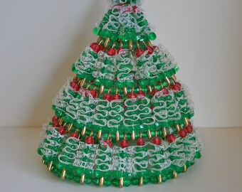 Handmade, Vintage, Safety Pin, Christmas Tree.