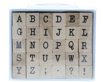 Inkadinkado Typewriter Script Upper Case Alphabet ABC Wooden Rubber Stamp