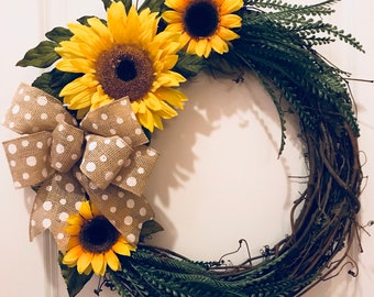 Wreath - Grapevine Sunflower