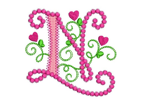 Cute Letter N Alphabet for Lil Princess Hearts Applique