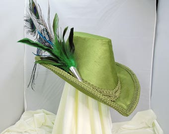 green elizabethan archbrim riding hat renaissance faire