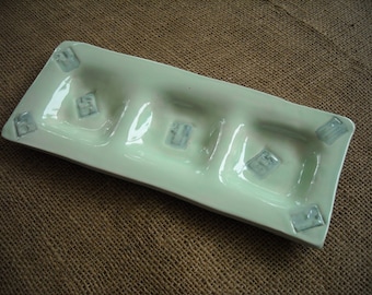 Green Mahjong Dish - Oriental Plate - Mahjongg Snack Plate - Mahjong Relish Tray - Mahjong Serving Dish