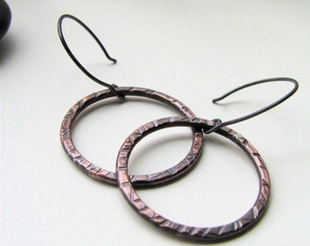 Comes Full Circle copper and sterling silver earrings - made to order