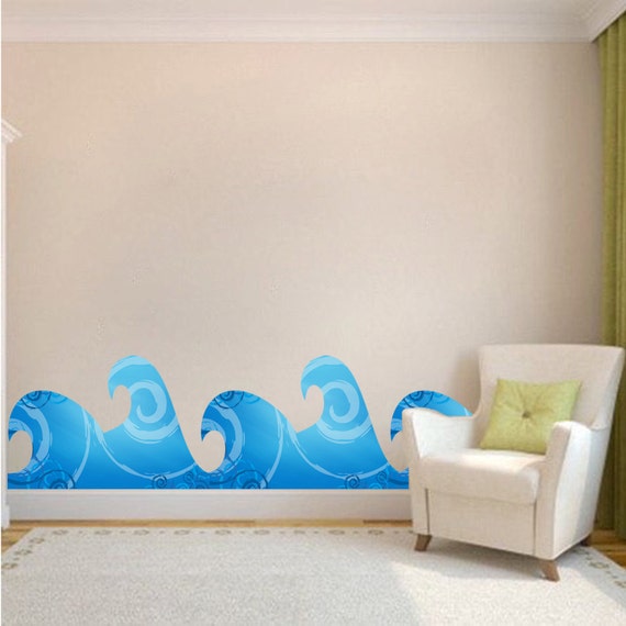 Kids Wave Decals Wave Art Sticker Wave Wall Murals Bedroom