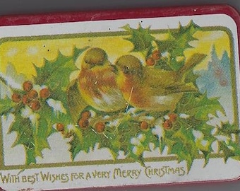 Vintage With Best Wishes for a Very Merry Christmas Tin, 1970s