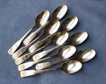 Canadian Provinces Spoon, Set of 9 Gold Plated Spoons, Vintage Gold Plated Collectible Spoons, Demitasse Spoons, Canada Souvenir