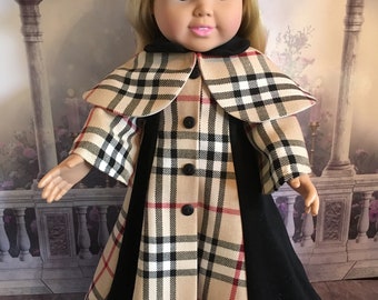 Historical Victorian 1890's Sherlock Holmes Coat, Cape and Deerstalker Hat for American Girl Doll