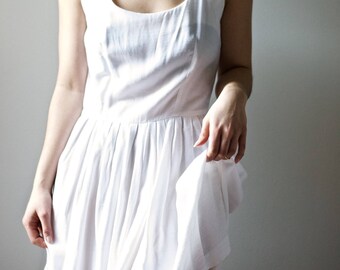 White Fitted Waist Flowy Summer Sun Dress - Natalie