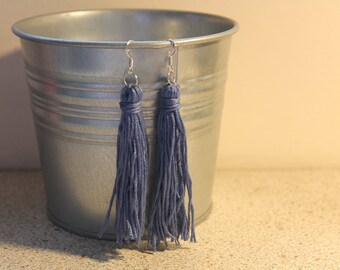 Handmade Deep Blue Tassel Earrings