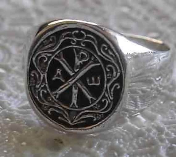 Chi Rho Monogram of Christ Bishop Ring Sterling Silver 925