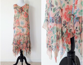 Vintage 1920s Pink Silk Crepe Dress | Vintage 1920s Dress | Vintage Art Deco Dress |