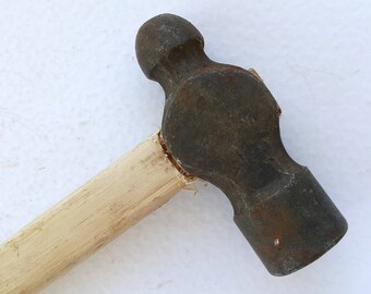 Vintage ball peen hammer Very heavy Metalworking peening hammer Hand forged iron Antique tool Gift for men Iron hammer blacksmith tool