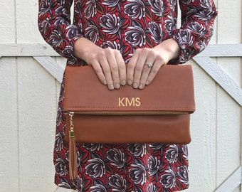Monogrammed Clutch | Fold Over Clutch | Monogram Fold Over | Faux Leather | Gift for Her | Christmas Gift | Bridesmaid Gift | Lexington