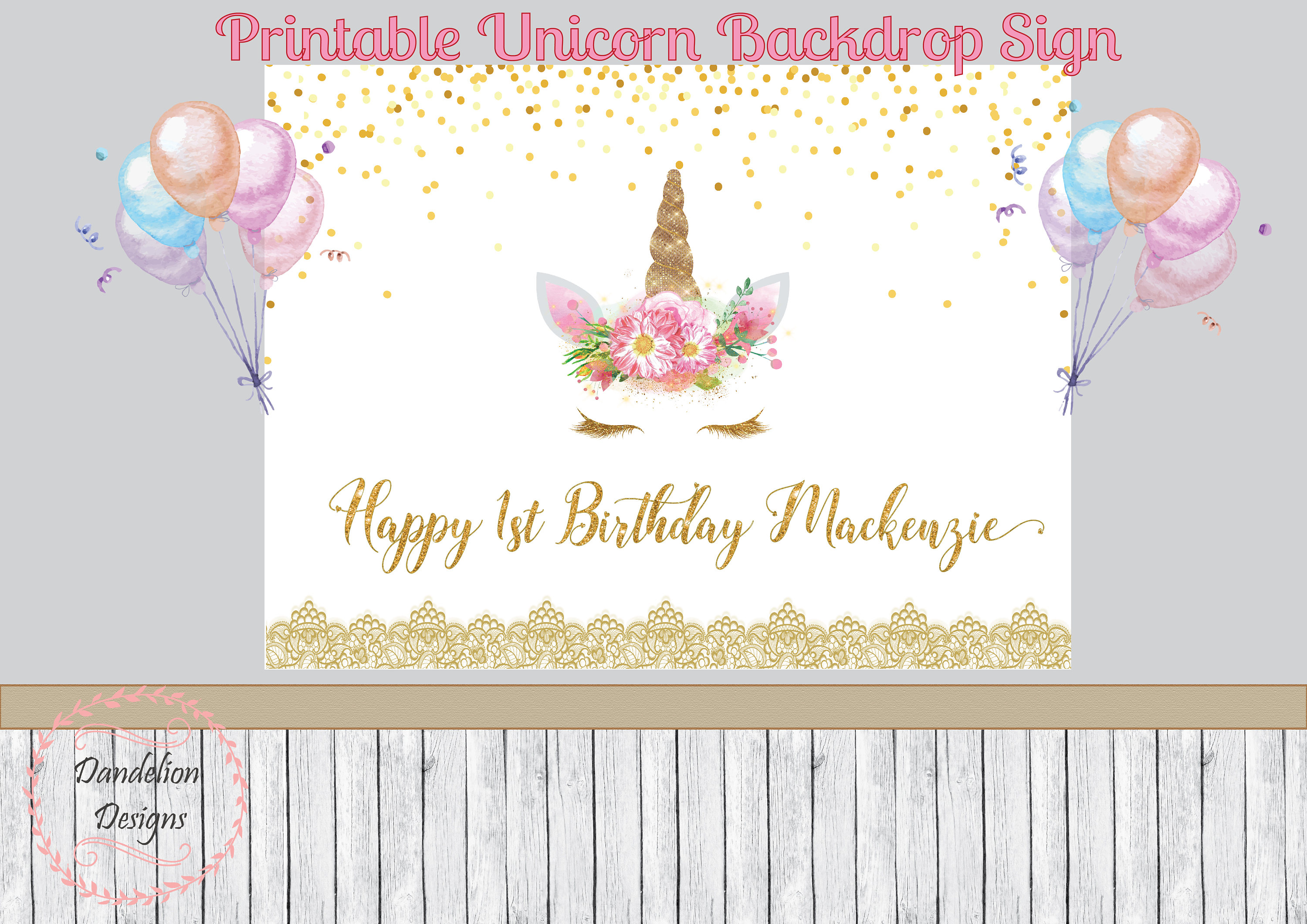 Unicorn birthday bac