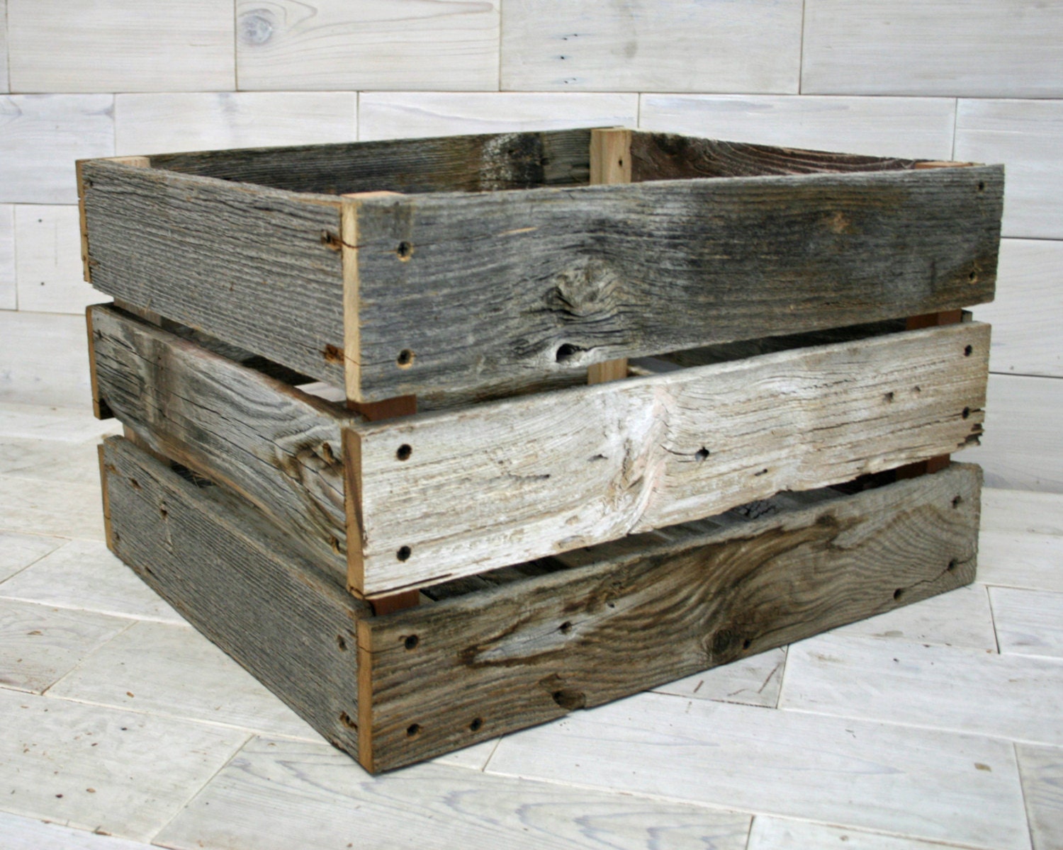 Barn Wood Milk Crate 16 x 12 x 9