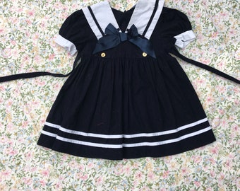 Vintage Baby Girls Sailor Dress approx 12 Months