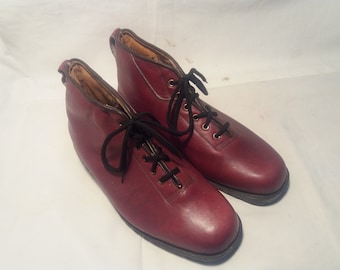 Vintage 1978's Red Leather Hiking Boots - NEW
