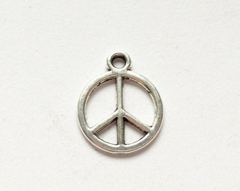 Silver, gold or bronze peace sign charm (2 pieces)