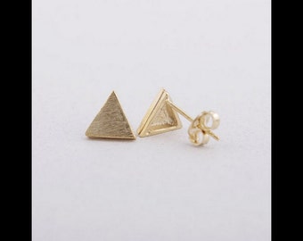 Earrings gold triangle minimalistic jewelry