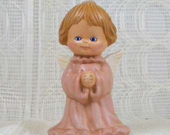 Handmade Ceramic Angel Figurine / Angel Statue / Cute Angel / Christian Home Decor / Angel Decor / Child Angel / Pink Angel