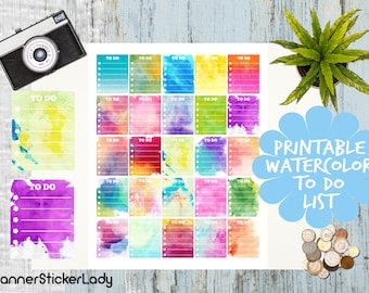 Assorted Watercolor TO DO List fits for Erin Condren Planners