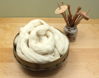 Blue Face Leicester (BFL) Wool Roving (Combed Top) - Undyed Spinning or Felting Fiber (8oz)